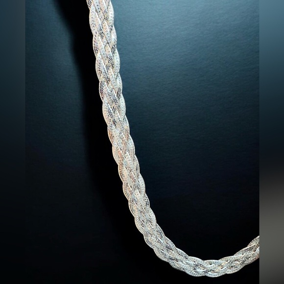 Vintage Signed 925 Mex MD28 Sterling Silver Woven Necklace - Picture 4 of 9